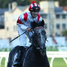 Tyler Schiller returns after winning the Doncaster on Celestial Legend..