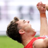 Will Hayward celebrates a goal for Sydney.