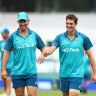 Mitch Marsh and Pat Cummins at a training session last summer.