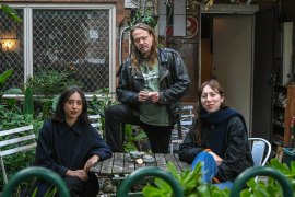 L-R Celeste de Clario Davis (filmmaker), William Gwynne (activist and documentary subject), Lucie McMahon (filmmaker)