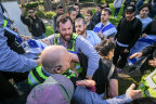 A clash developed at a pro-Palestinian encampment at Monash University on Wednesday when pro-Israel supporters attempted to storm a stage where speeches were being conducted.