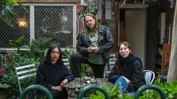 L-R Celeste de Clario Davis (filmmaker), William Gwynne (activist and documentary subject), Lucie McMahon (filmmaker)