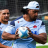 Pone Fa’amausili in Waratahs training kit.