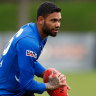 Former North Melbourne midfielder Tarryn Thomas at a training session at Arden Street last year.