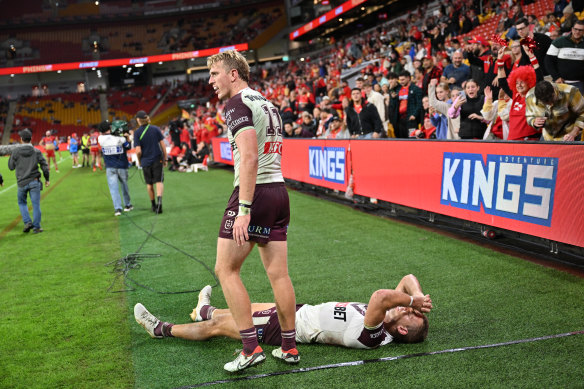 Tom Trobjevic suffers hamstring injury as Sea Eagles lose to Dolphins