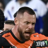 Tigers prop David Klemmer was sin-binned for dissent involving referee Kasey Badger.