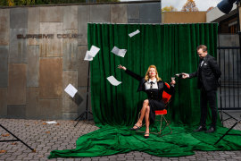 Kirsha Kaechele, the artist behind the Ladies Lounge, at the Supreme Court in Hobart.