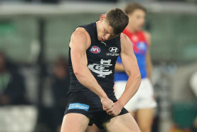 Flex: Sam Walsh enjoyed his opening goal at the MCG.