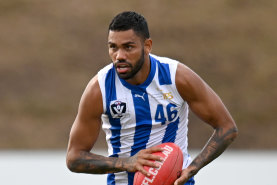 Run out of chances: North Melbourne’s Tarryn Thomas.