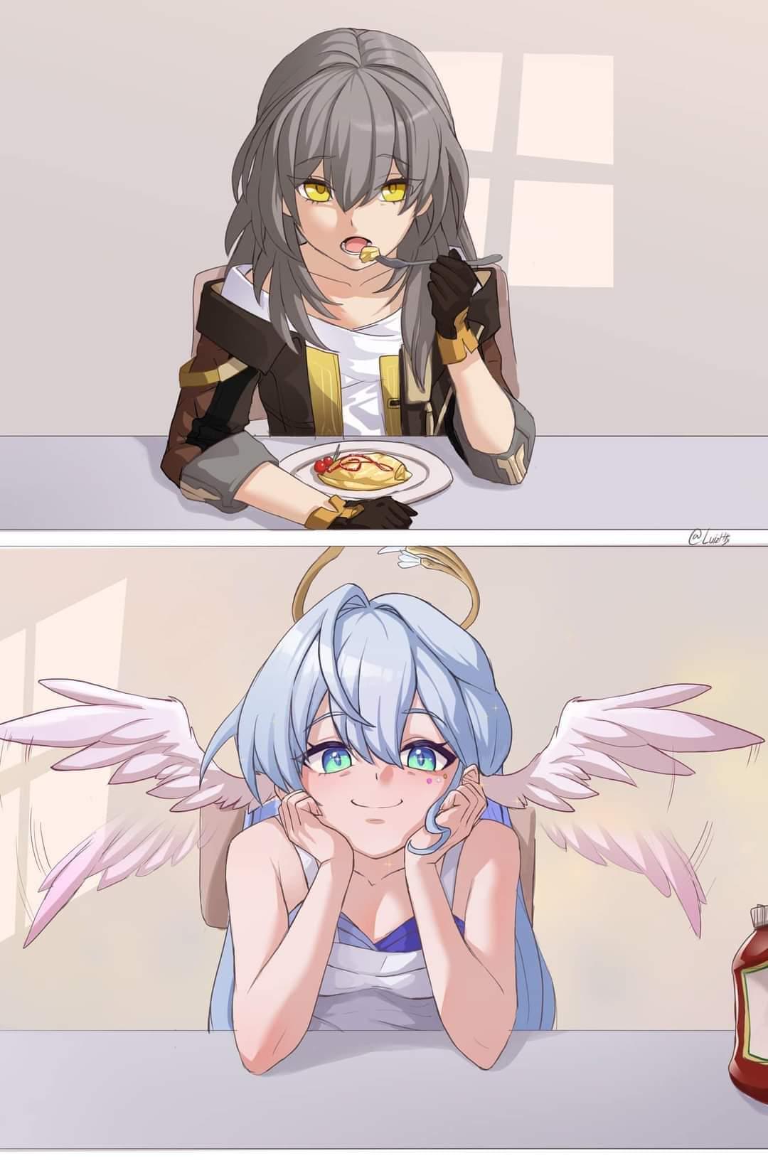 r/HonkaiStarRail - Stelle eating Robin eggs ( artist : Luizhtx )