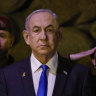 Benjamin Netanyahu at a wreath-laying ceremony marking Holocaust Remembrance Day at Yad Vashem, the World Holocaust Remembrance Centre, in Jerusalem on Monday.