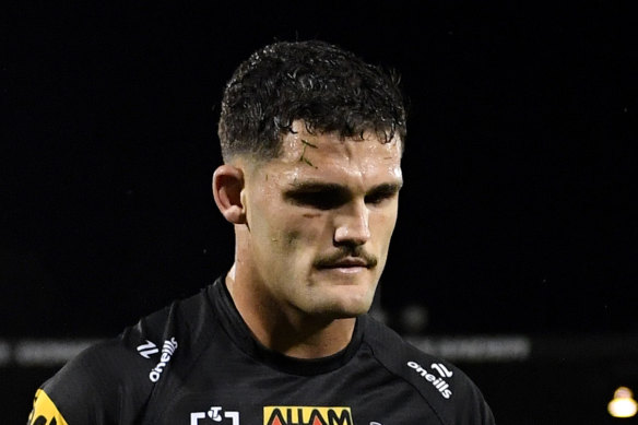 Nathan Cleary comes from the field on  Friday.