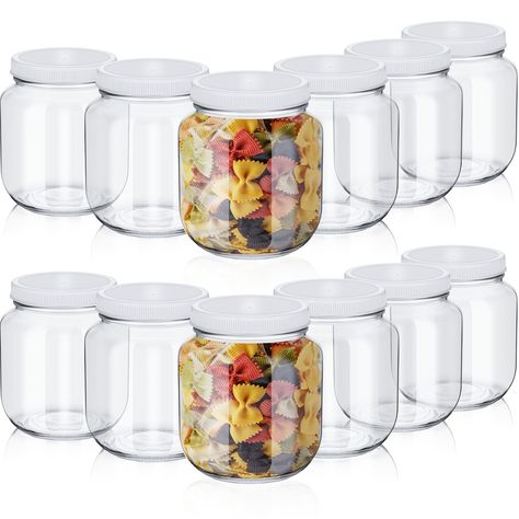 PRICES MAY VARY. 64 Oz Glass Jars with Lids: you will receive 12 pieces of half gallon mason jars with 12 airtight white plastic lids, you can use the container for pickling, fermenting, curing, extraction and brewing, enough quantity for your daily the use and replacement Wide Mouth and Large Capacity: the capacity of the transparent glass jar is 64oz, the bottle mouth size is approx. 4 inches/ 10 cm, and the bottle body size is approx. 4.72 x 6.7 inches/ 12 x 17 cm; The wide mouth design of th