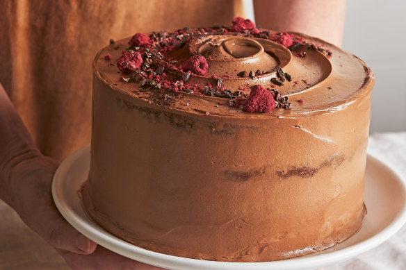 Cocoa sour cream layer cake from Beatrix Bakes: Another Slice by Natalie Paull (Hardie Grant Books, RRP $50.
