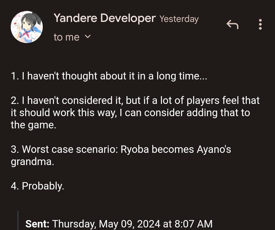 r/Osana - Ryoba becomes Ayano's grandma? Why does he have to keep changing the year where the game takes place in.. Just decide it. 