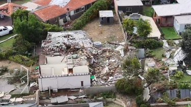 About 40 homes have been damaged with some completely destroyed after thier roofs were ripped off.