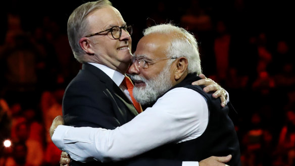 Prime Minister Anthony Albanese with Narendra Modi during the Indian PM’s Australian visit last year.