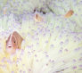 Pink skunk clownfish hide among the pale white stinging tentacles of a bleached sea anemone in a reef affected by coral bleaching from high water temperature in Trat, Thailand.