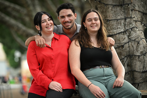 Brisbane 2032 First Nations interns  Charlee McKinnon, Luke Woods and Isabelle Eurell on their first day at work this week.