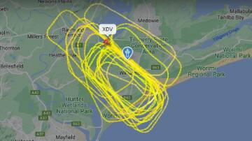 Radar24 shows the plane circling over Newcastle airport.