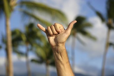 &quot;The shaka symbol. It is said to be created in the 1930s on Hawaii, representig the spirit of hang loose and aloha. XXL size image.Have a look at the variation:&quot;