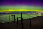 A view of the aurora australis from Campbells Cove in Werribee South, Melbourne.