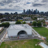 An aerial view of Arden Station under construction in January.