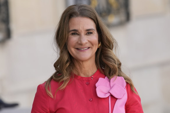 FILE - Co-chair of the Bill & Melinda Gates Foundation Melinda French Gates smiles as she leaves the Elysee Palace, June 23, 2023, in Paris. Melinda French Gates will step down as co-chair of the Bill & Melinda Gates Foundation, the nonprofit shone of the largest philanthropic foundations in the world that she helped her ex-husband Bill Gates found more than 20 years ago. (AP Photo/Christophe Ena, File)