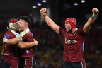 Queensland Reds celebrate victory during the round three Super Rugby Pacific match between Queensland Reds and Chiefs.