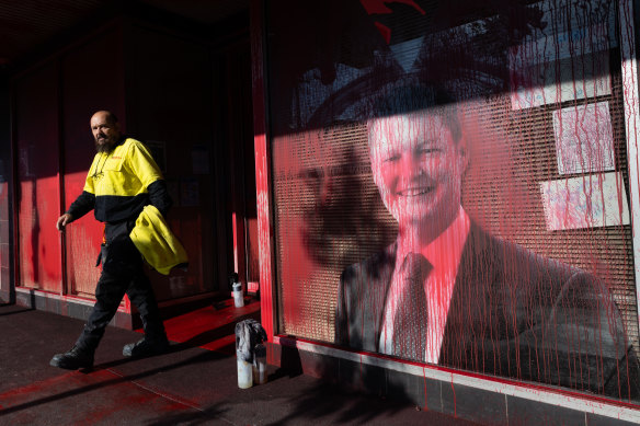 Red paint was splashed on Ben Carroll’s Niddrie office overnight.