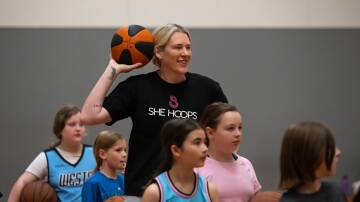 Lauren Jackson at the She Hoops camp at Tuggeranong on Wednesday. Picture by Elesa Kurtz