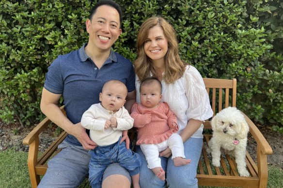 David, his wife Katy and their five-month-old twins.