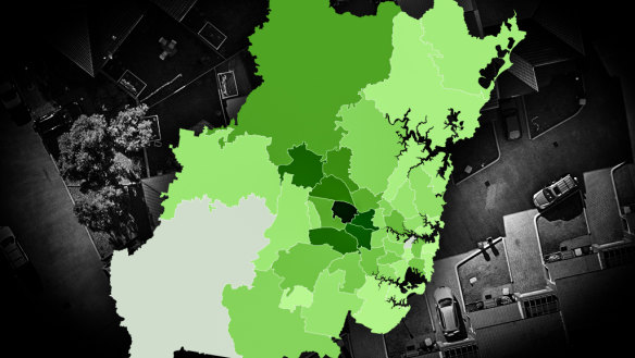 The Sydney suburbs with the highest share of distressed listings. 