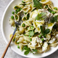 Pea, chilli and dill pasta.