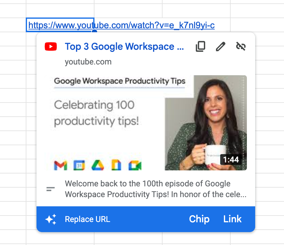 YouTube Chips in Sheets