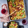 15-minute chickpea pasta with harissa and yoghurt.