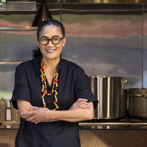 Kylie Kwong standing in front of her South Eveleight eatery, Luck Kwong.