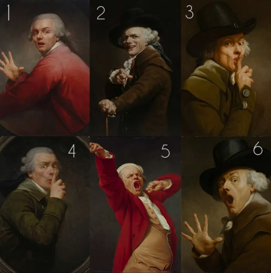 r/interestingasfuck - Joseph Ducreux and his self potraits (1700s)