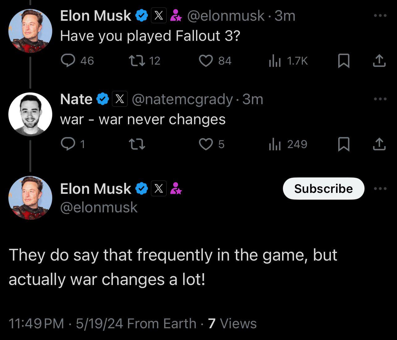 r/Fallout - The point of the sentence flew over Mr. Musk's head