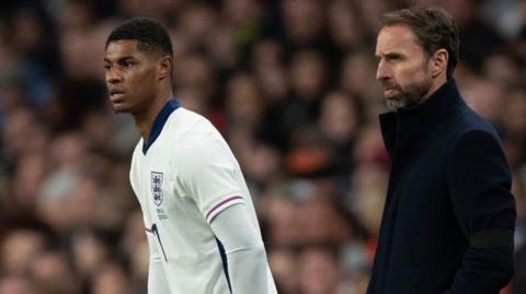 Marcus Rashford and Gareth Southgate