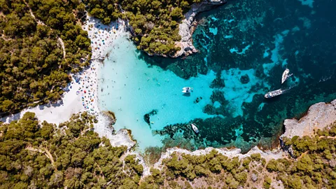 Aerial view of Cala Turqueta beach, Menorca