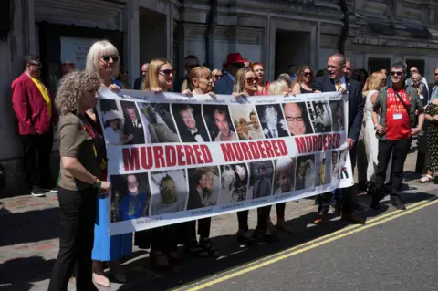 Campaigners outside Central Hall in Westminster 