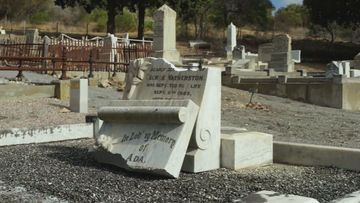 31 gravestones broken and littered across the Happy Valley Cemetery on Saturday. 