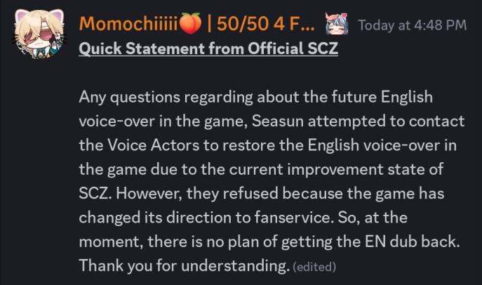 r/gachagaming - Snowbreak isn't going to bring back the English dub anytime soon