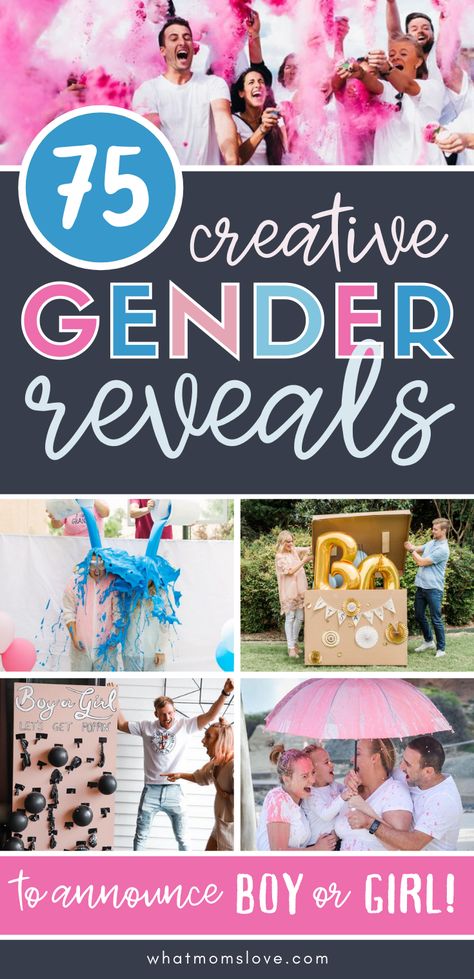 Unique Gender Reveal Ideas | These cute ways to find out baby's gender are fun for a party or simple family gathering #genderreveal Gender Reveal, Baby Showers, Gender Reveal Parties, Gender Reveal For Twins, Gender Reveal For Siblings, Gender Reveal With Sibling, Gender Reveal Activities, Baby Gender Reveal Announcement, Gender Reveal Twins