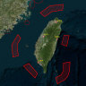 The People’s Liberation Army of China released a map highlighting the areas of operation around Taiwan.