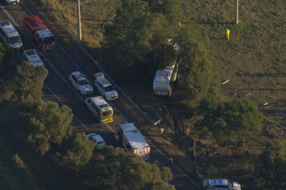 The scene of the crash on Wandong Road.