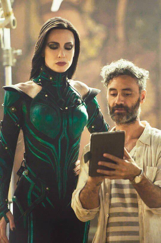 r/marvelstudios - Cate Blanchett as Hela with director Taika Waititi on the set of Thor: Ragnarok.