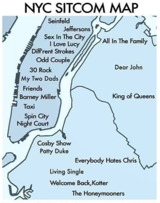 r/coolguides - A cool guide map of Sitcoms in NYC