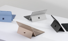 New Microsoft Surface Pro color options sitting on a tabletop